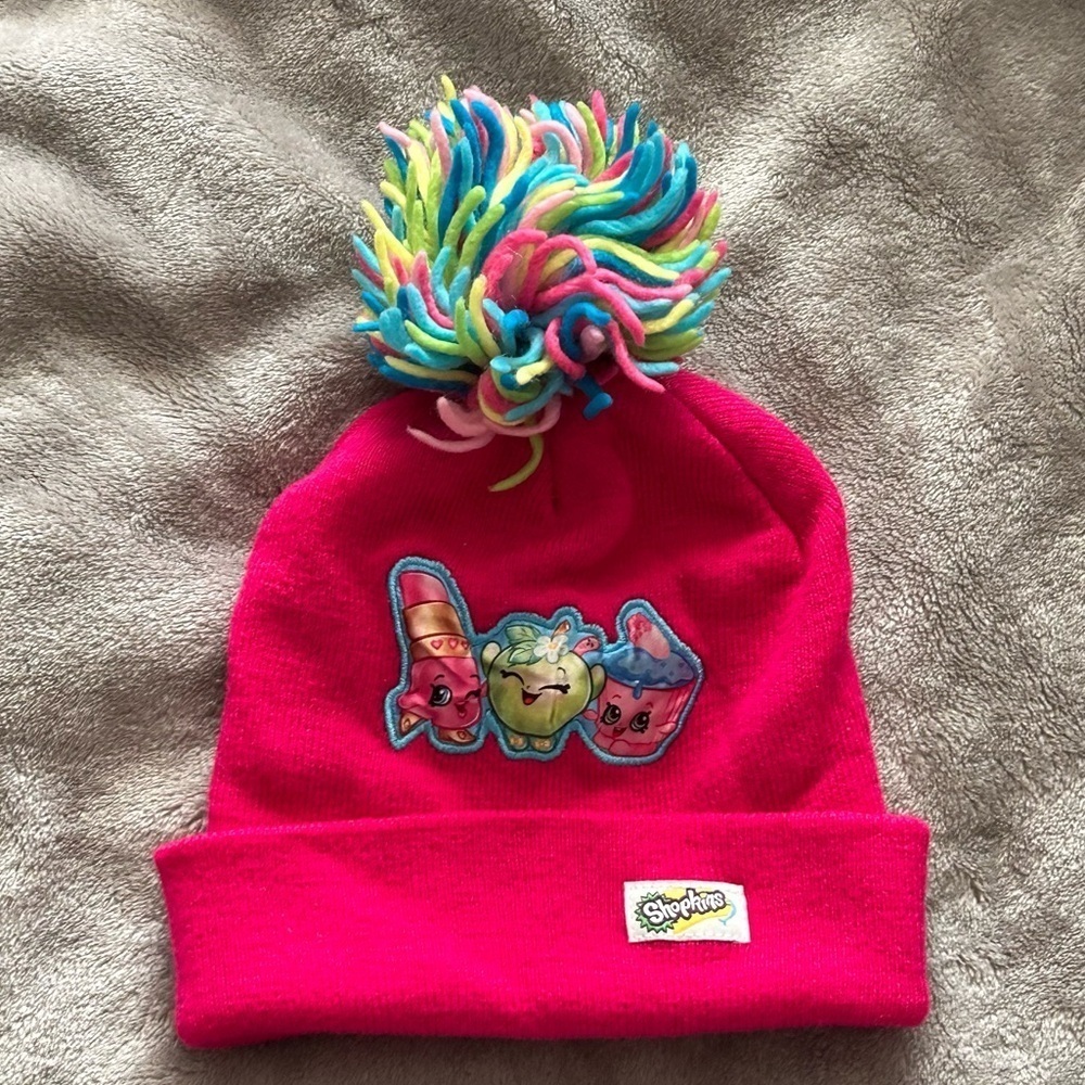 Shopkins Girls Beanie One Size Pink Characters stretch Cozy Warm Winter Snow